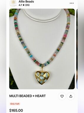 Allie Beads multi beaded heart necklace

Brand new, just purchased 

17.5”